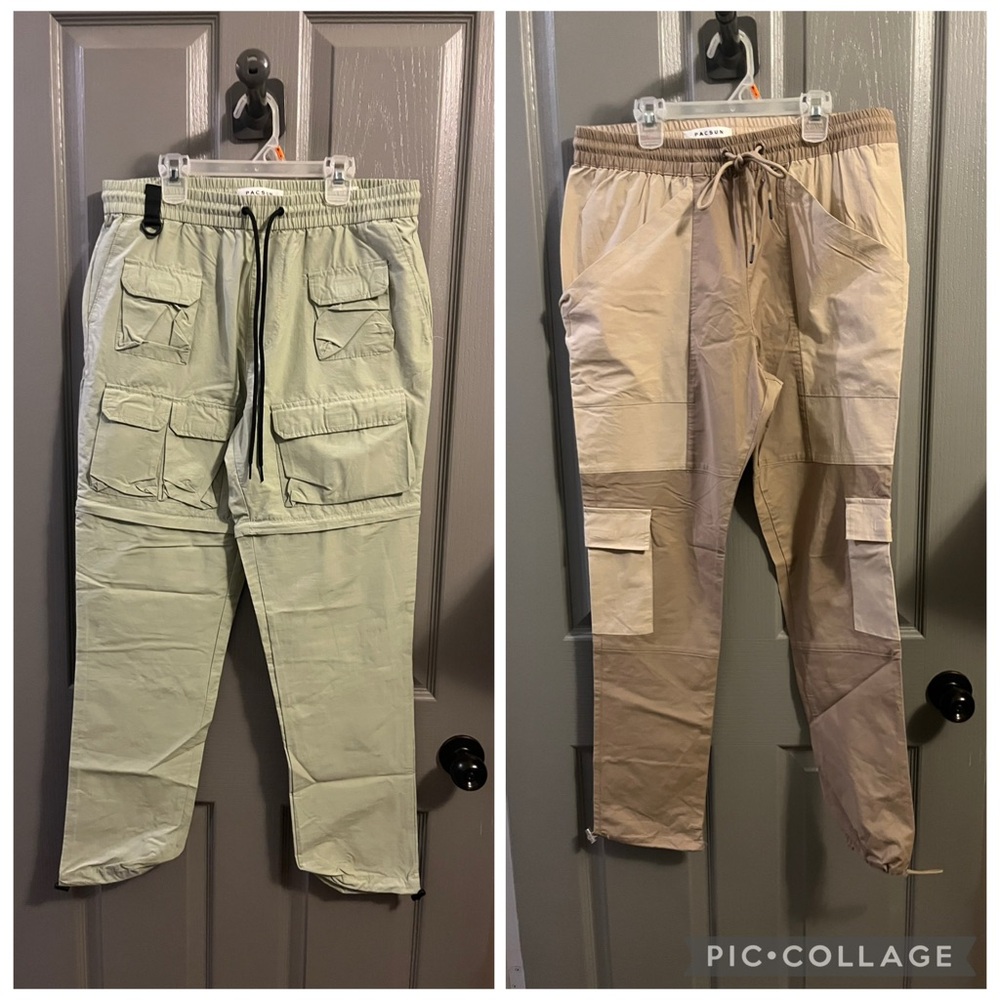 PacSun Men's Cargo Pants - Light Green and Beige